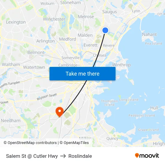 Salem St @ Cutler Hwy to Roslindale map