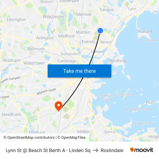 Lynn St @ Beach St Berth A - Linden Sq to Roslindale map
