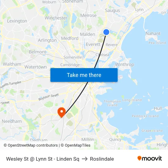 Wesley St @ Lynn St - Linden Sq to Roslindale map
