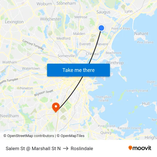 Salem St @ Marshall St N to Roslindale map