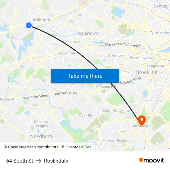 64 South St to Roslindale map