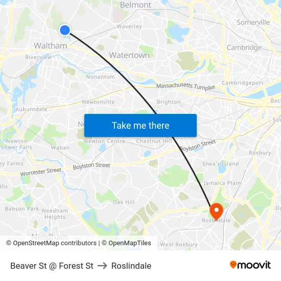 Beaver St @ Forest St to Roslindale map