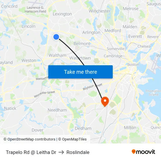 Trapelo Rd @ Leitha Dr to Roslindale map
