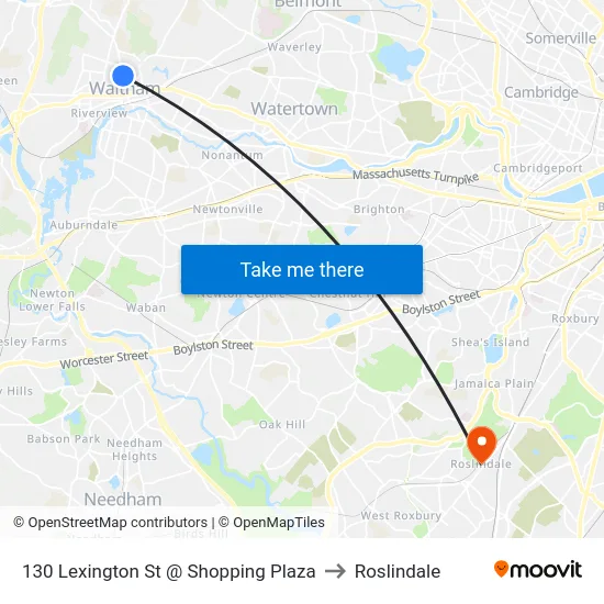 130 Lexington St @ Shopping Plaza to Roslindale map