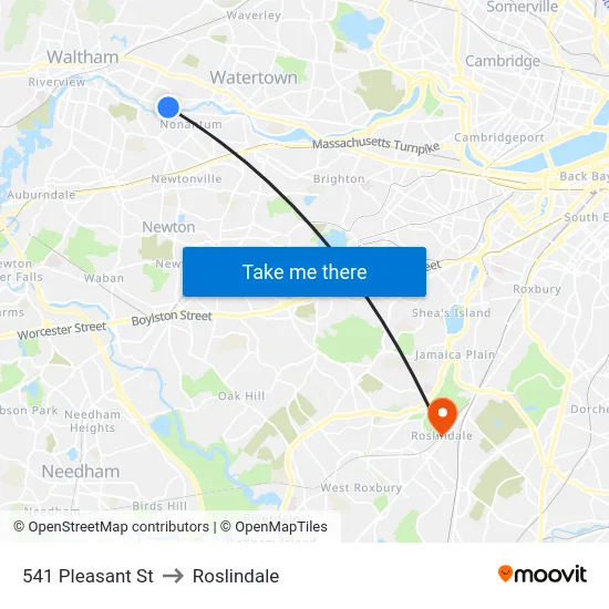 541 Pleasant St to Roslindale map
