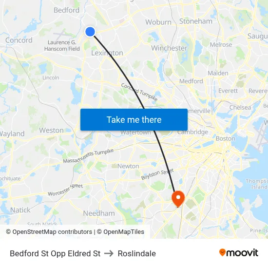 Bedford St Opp Eldred St to Roslindale map