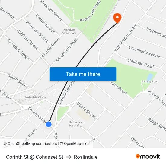 Corinth St @ Cohasset St to Roslindale map