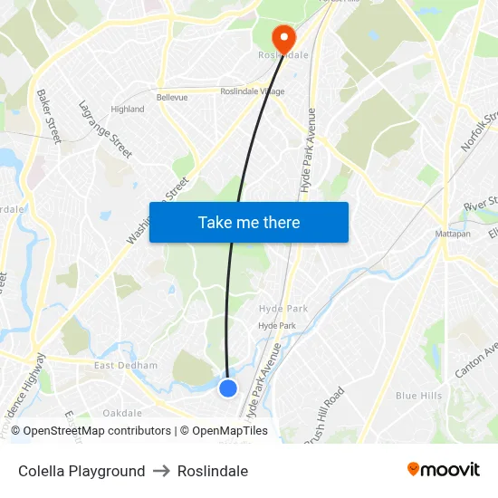 Colella Playground to Roslindale map