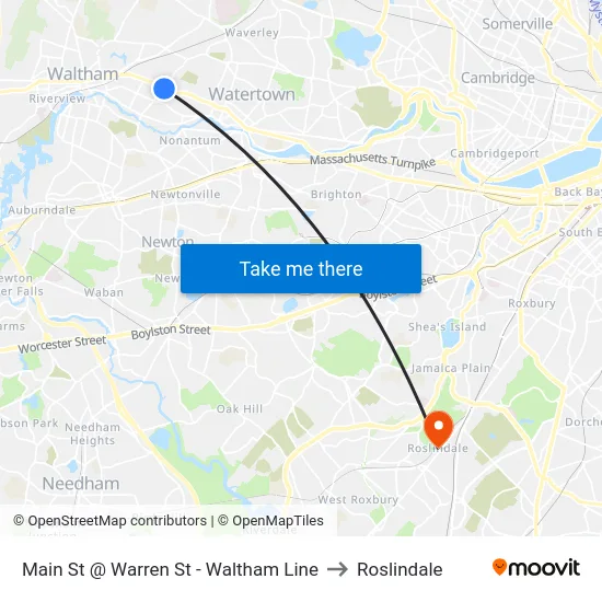 Main St @ Warren St - Waltham Line to Roslindale map