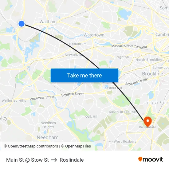 Main St @ Stow St to Roslindale map