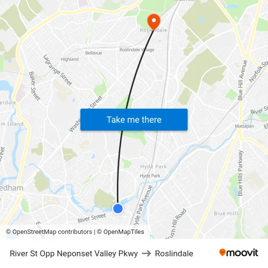 River St Opp Neponset Valley Pkwy to Roslindale map
