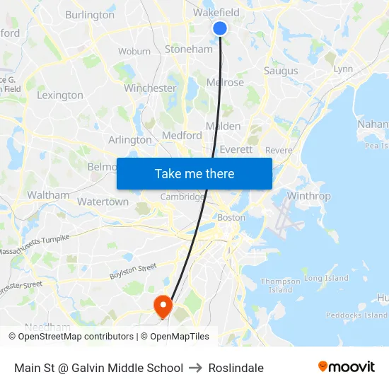Main St @ Galvin Middle School to Roslindale map