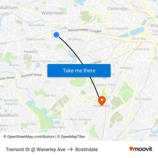Tremont St @ Waverley Ave to Roslindale map