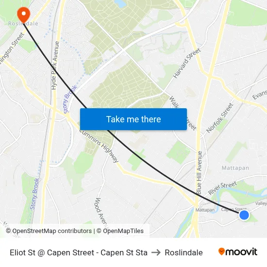 Eliot St @ Capen Street - Capen St Sta to Roslindale map