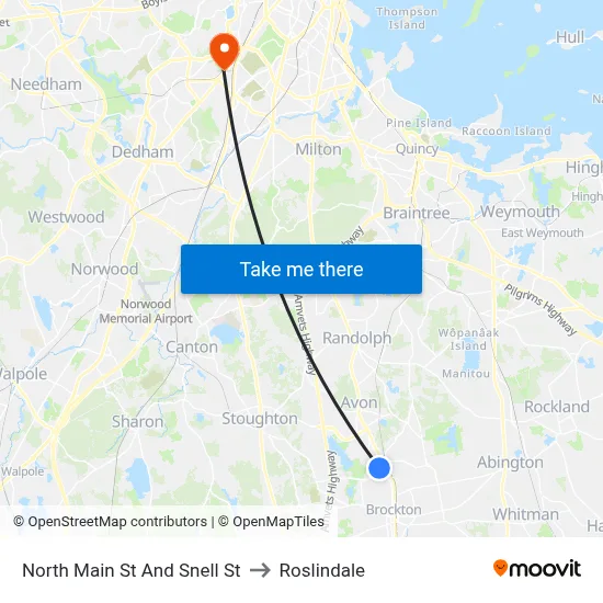 North Main St And Snell St to Roslindale map