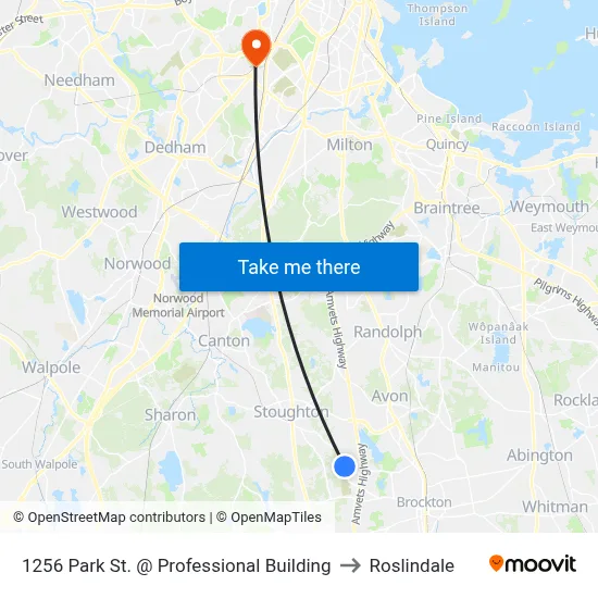 1256 Park St. @ Professional Building to Roslindale map