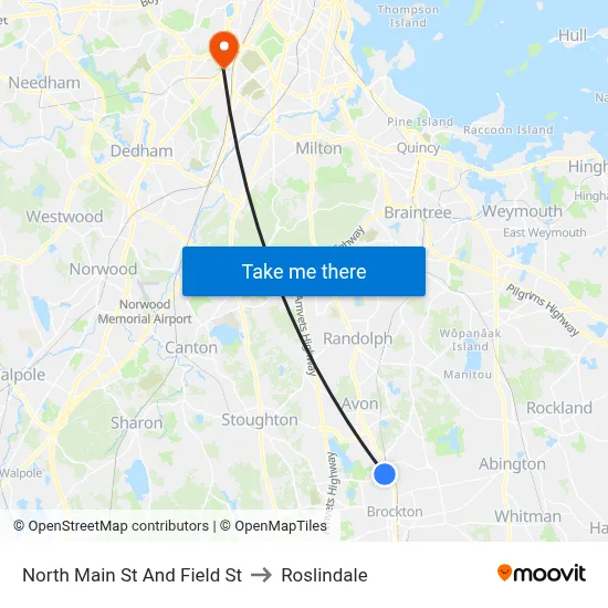 North Main St And Field St to Roslindale map