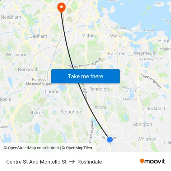 Centre St And Montello St to Roslindale map