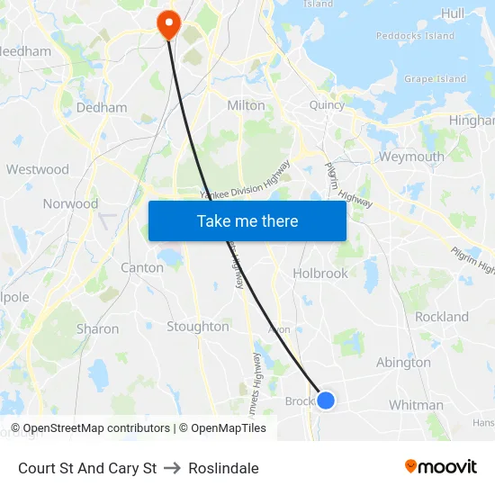 Court St And Cary St to Roslindale map