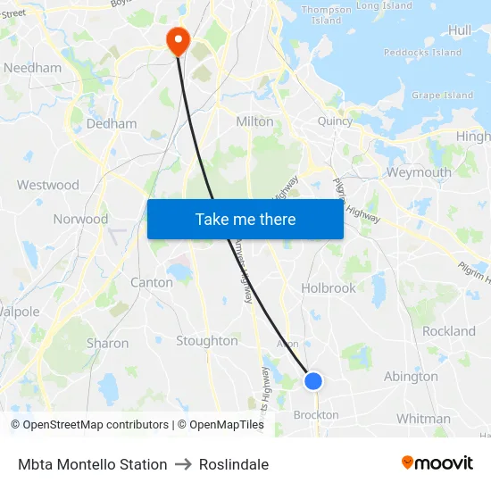 Mbta Montello Station to Roslindale map