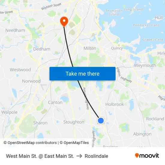 West Main St. @ East Main St. to Roslindale map