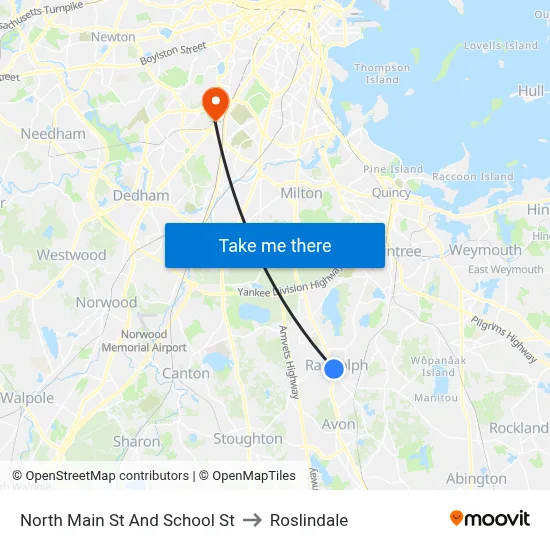 North Main St And School St to Roslindale map