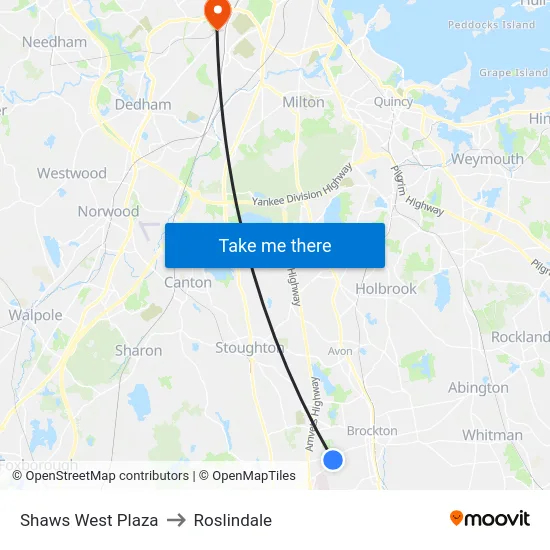 Shaws West Plaza to Roslindale map