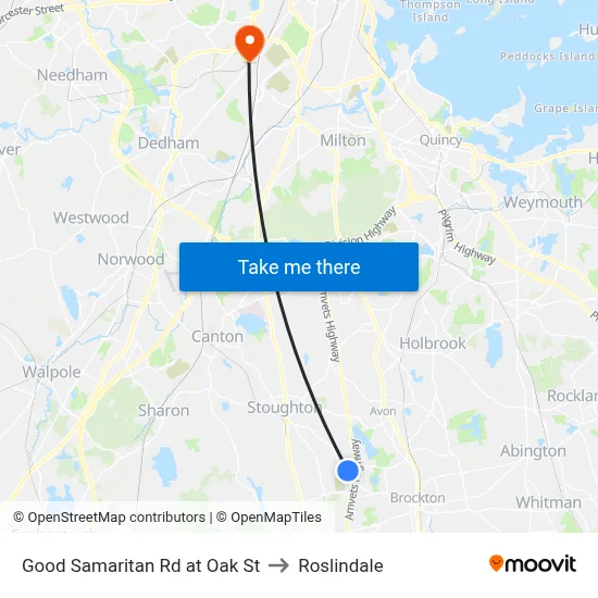 Good Samaritan Rd at Oak St to Roslindale map