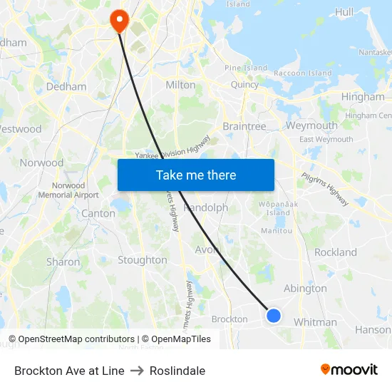 Brockton Ave at Line to Roslindale map