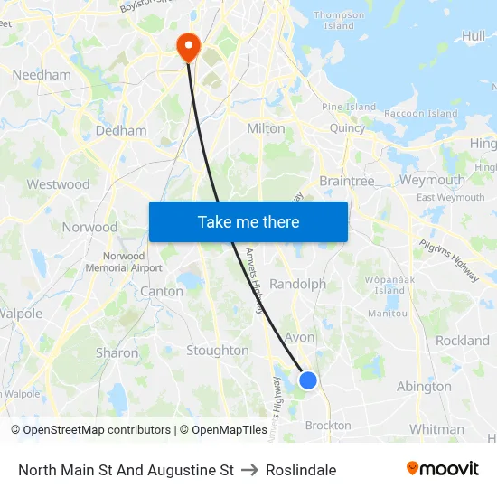 North Main St And Augustine St to Roslindale map