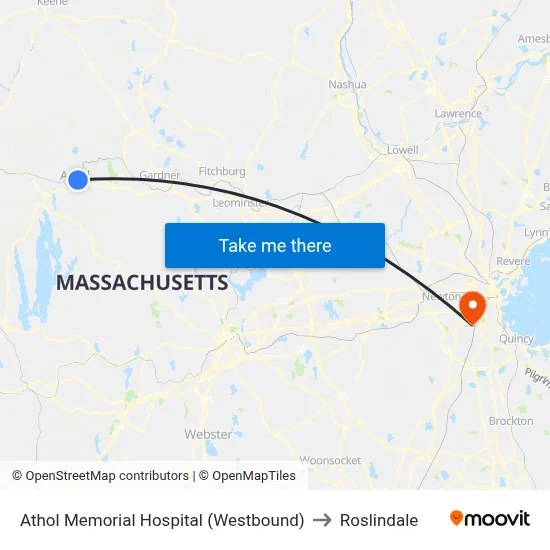 Athol Memorial Hospital (Westbound) to Roslindale map