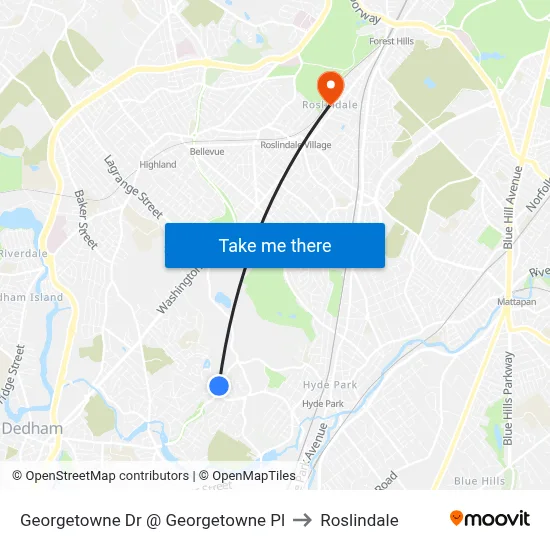 Georgetowne Dr @ Georgetowne Pl to Roslindale map