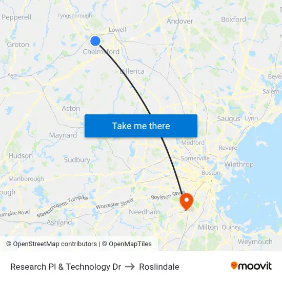 Research Pl & Technology Dr to Roslindale map