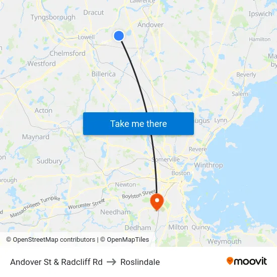 Andover St & Radcliff Rd to Roslindale map