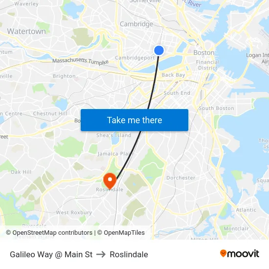 Galileo Way @ Main St to Roslindale map