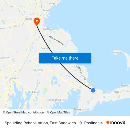 Spaulding Rehabilitation, East Sandwich to Roslindale map