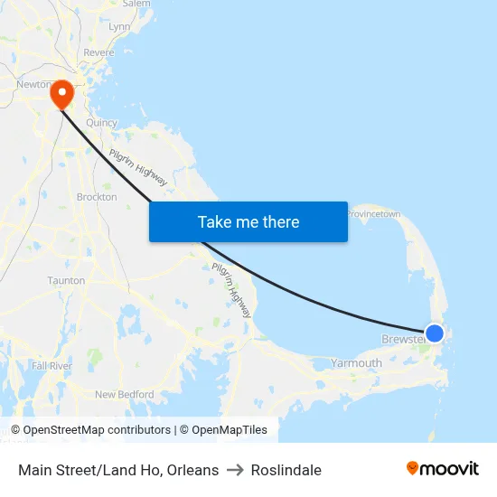 Main Street/Land Ho, Orleans to Roslindale map