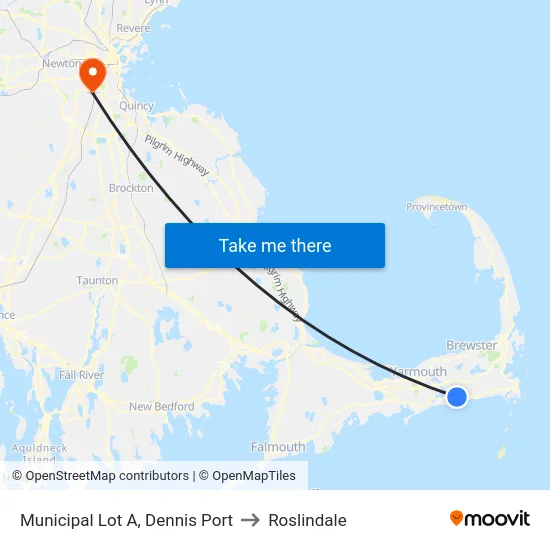 Municipal Lot A, Dennis Port to Roslindale map
