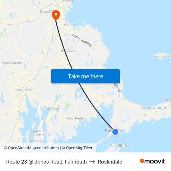 Route 28 @ Jones Road, Falmouth to Roslindale map