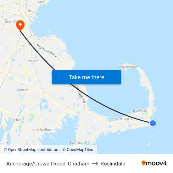 Anchorage/Crowell Road, Chatham to Roslindale map
