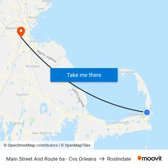 Main Street And Route 6a - Cvs Orleans to Roslindale map