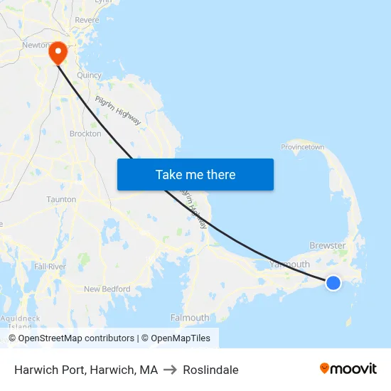 Harwich Port, Harwich, MA to Roslindale map