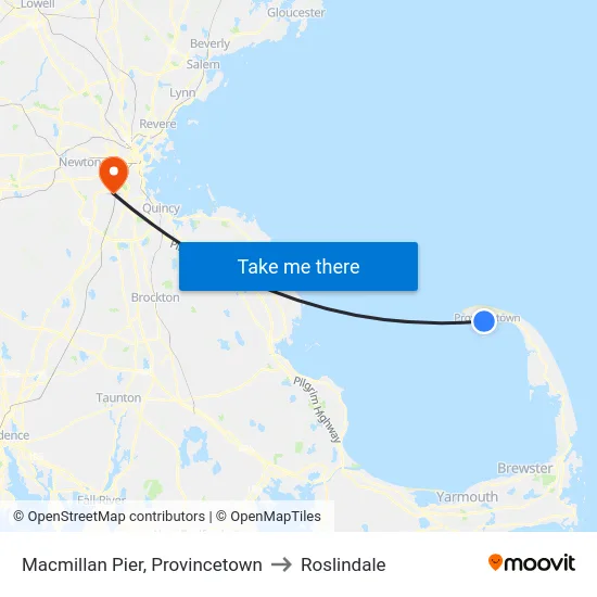 Macmillan Pier, Provincetown to Roslindale map