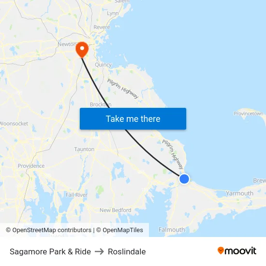 Sagamore Park & Ride to Roslindale map