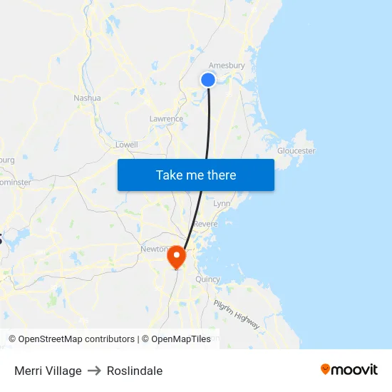 Merri Village to Roslindale map