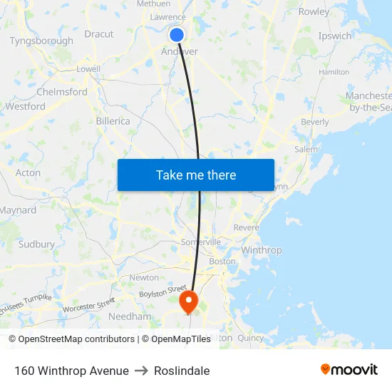 160 Winthrop Avenue to Roslindale map