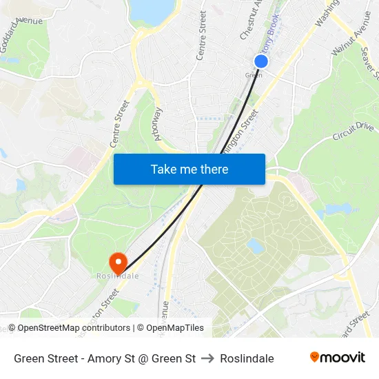 Green Street - Amory St @ Green St to Roslindale map