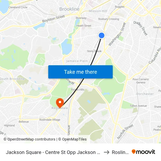Jackson Square - Centre St Opp Jackson Square Busway to Roslindale map