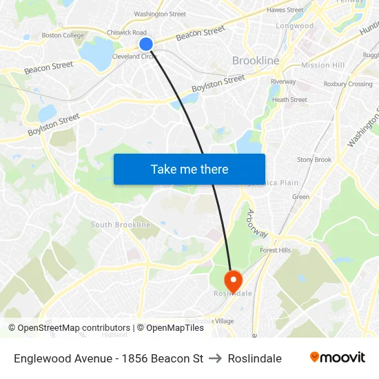 Englewood Avenue - 1856 Beacon St to Roslindale map