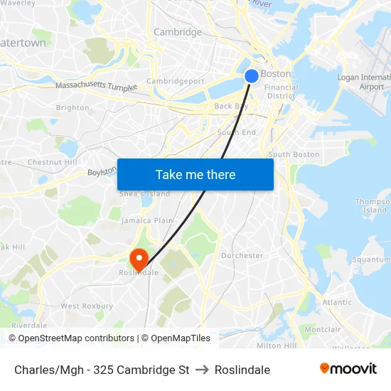 Charles/Mgh - 325 Cambridge St to Roslindale map